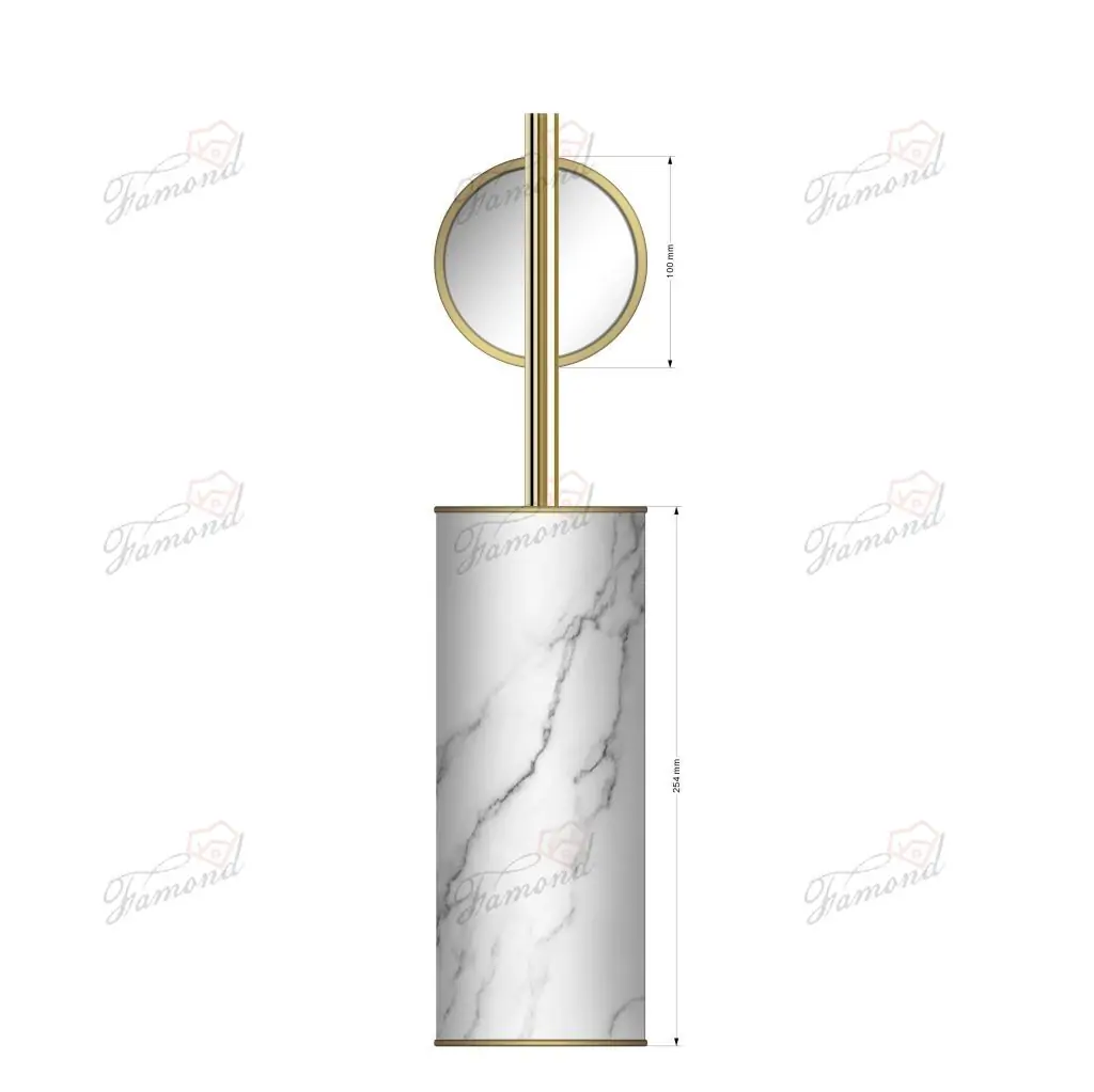 FM8700.5010 R & D Marble ​10 Inch High Toiletbrush holder with Gold Thread