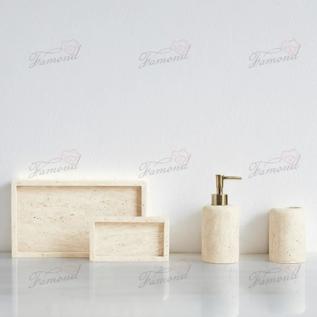 High-end cave stone square/round imitation marble bathroom kit handmade resin crafts