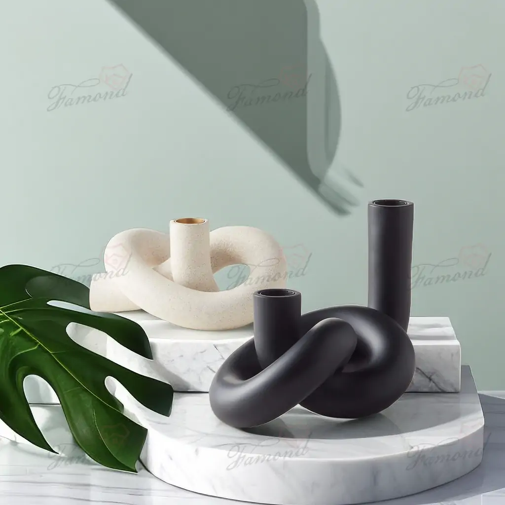 FM8700.1073 Simple Abstract Wind Single / Double Hole Knot Candle Holder